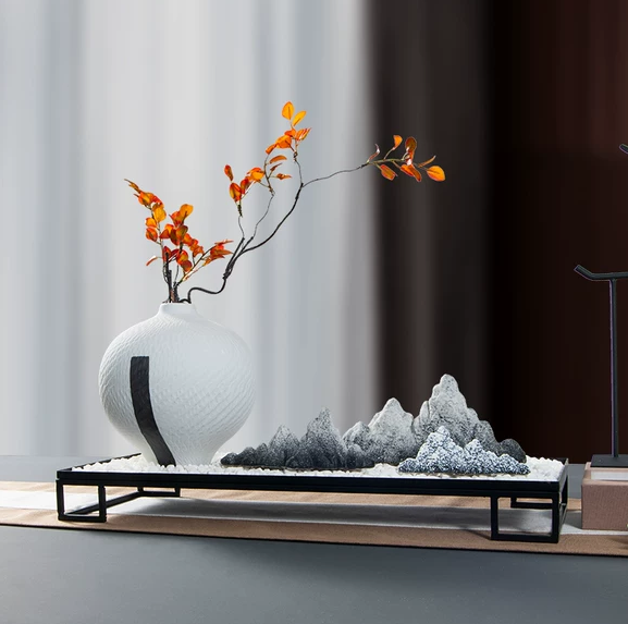 新中式陶瓷花瓶禅意摆件创意插花套装